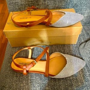 Polka dot, brown-leather strapped, shoes. Perfect for fall, spring, or summer!